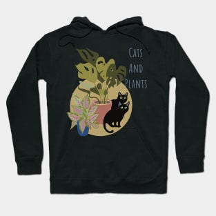 Two Black Cats With Plants Hoodie